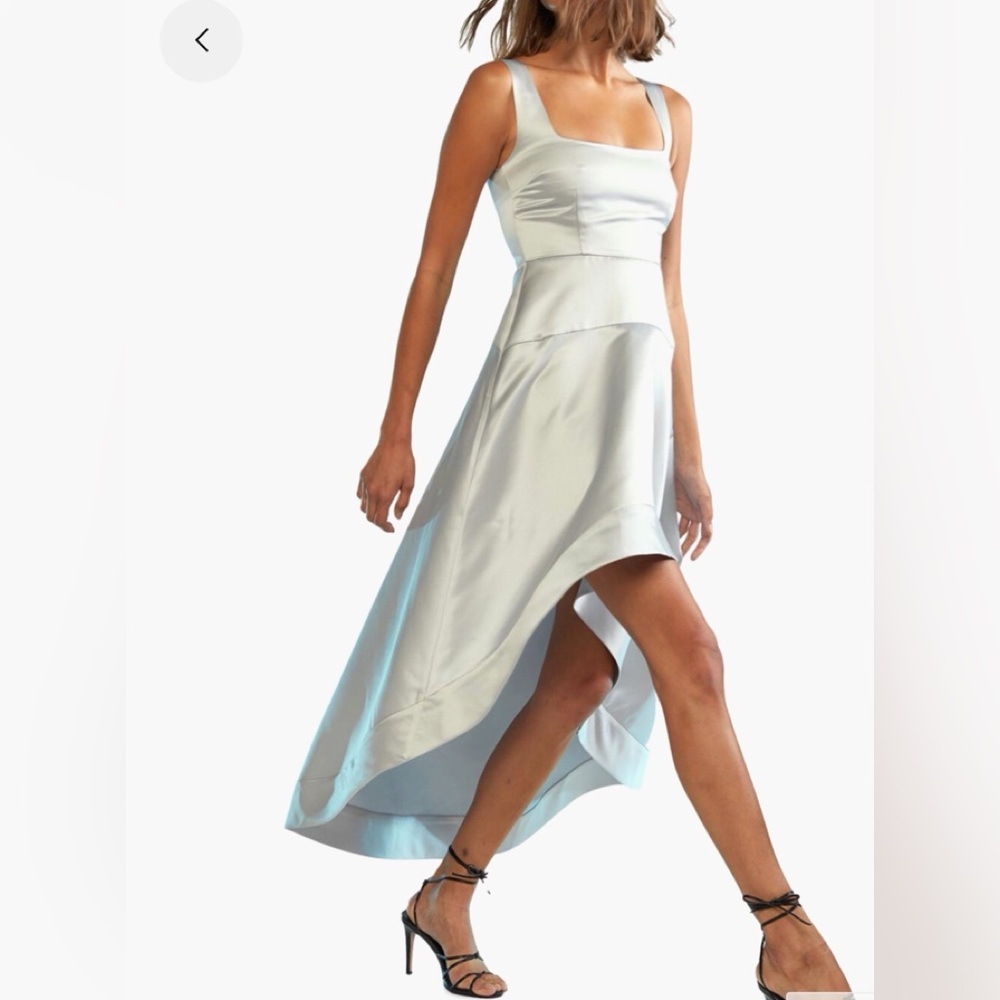 NWT Cynthia Rowley satin high low dress in glacier gray sz 2  $395